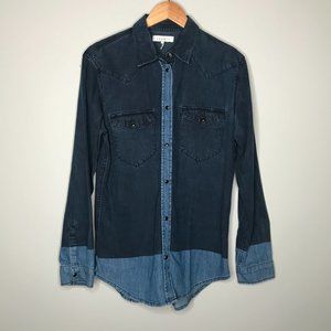 Sandro Two Tone Chambray Denim Shirt